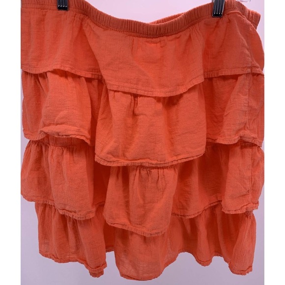 CMC Color Me Cotton Layered Ruffle Skirt Salmon Orange Size XL - Picture 5 of 5